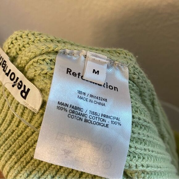 Reformation Sanzo Sweater knit green drawstring pull on lounge wear Shorts M - Picture 8 of 9